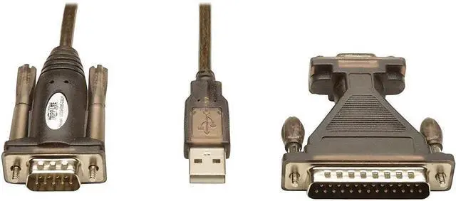 Alt view image 2 of 3 - Tripp Lite USB to RS232 Serial Adapter Cable USB-A to DB25 DB9 M/M 5-Feet (U209-005-DB25) Black
