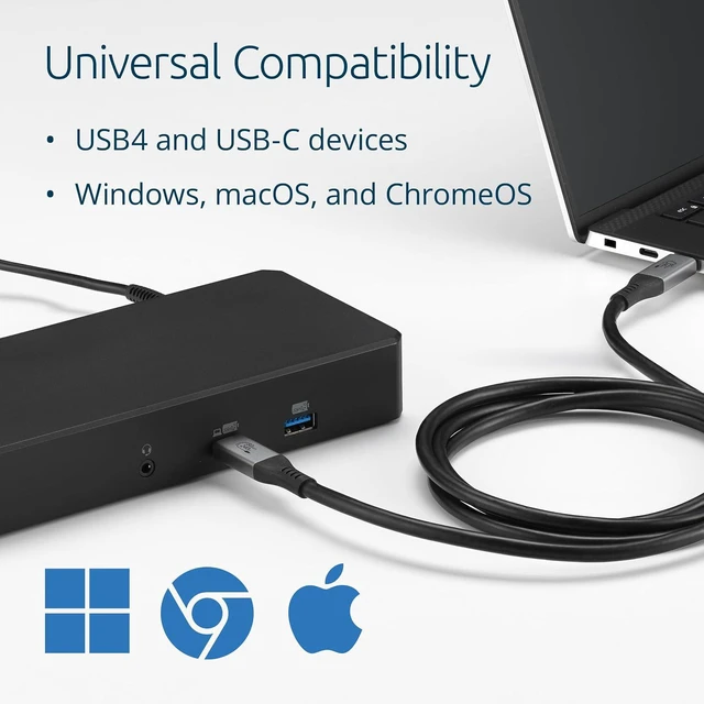 Alt view image 3 of 5 - Kensington USB4® Cable 1.5m, 80Gbps, Supports up to 8K Video, up to 240W Power Delivery (PD 3.1), Compatible with USB-C Docking Stations (K32301WW)