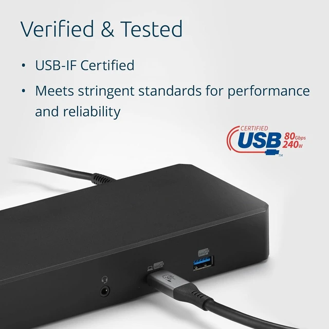 Alt view image 4 of 5 - Kensington USB4® Cable 1.5m, 80Gbps, Supports up to 8K Video, up to 240W Power Delivery (PD 3.1), Compatible with USB-C Docking Stations (K32301WW)