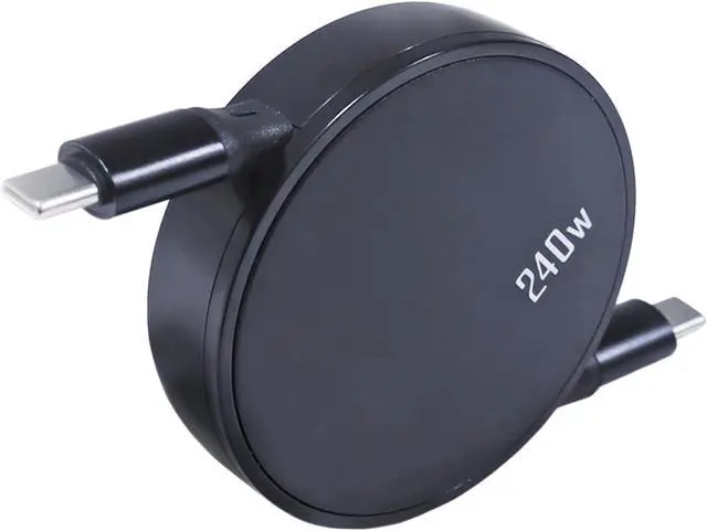Alt view image 2 of 7 - BoxWave Cable Compatible with Google Chromecast with TV - PD miniSync (240W), Retractable PD 240W Portable USB Type-C Cable - Jet Black