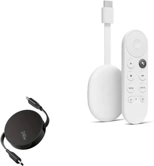 Main image of BoxWave Cable Compatible with Google Chromecast with TV - PD miniSync (240W), Retractable PD 240W Portable USB Type-C Cable - Jet Black