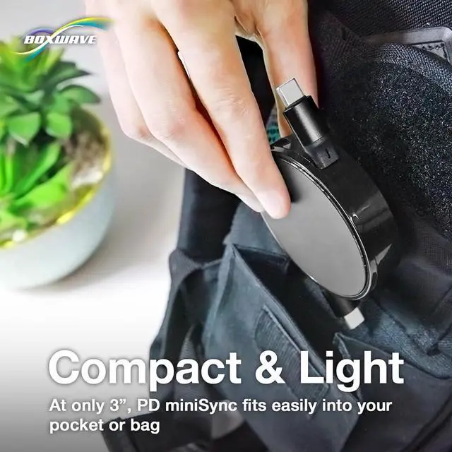 Alt view image 7 of 7 - BoxWave Cable Compatible with Google Chromecast with TV - PD miniSync (240W), Retractable PD 240W Portable USB Type-C Cable - Jet Black