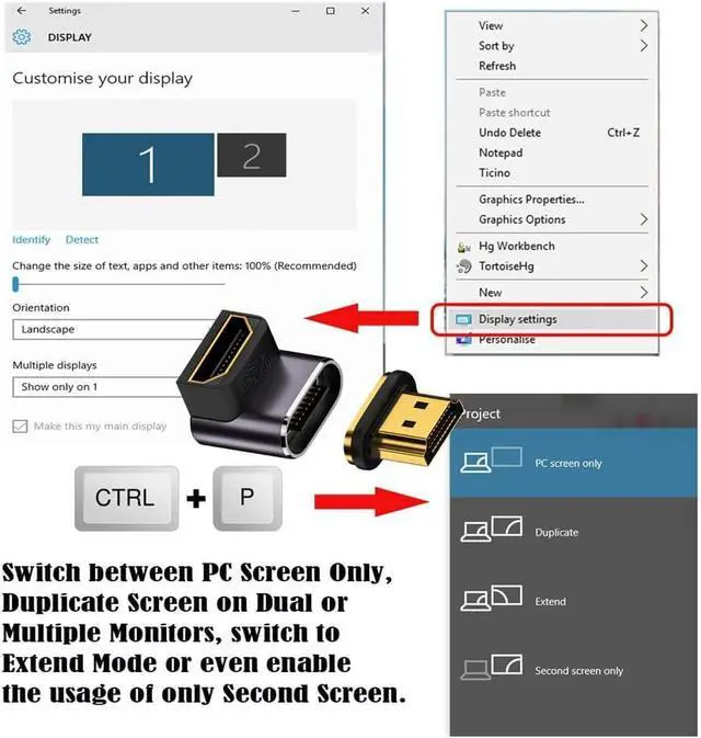 Alt view image 6 of 7 - cablecc 8K Magnetic Connector Male to Female 90 Degree Down Angled Type-A HDMI 2.1 Straight Video Adapter for Laptop HDTV