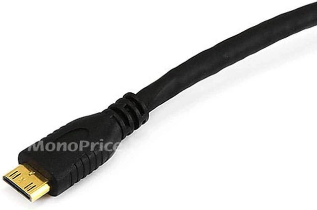 Alt view image 2 of 3 - Monoprice 15ft 30AWG Standard HDMI Cable - HDMI Mini Connector to HDMI Connector - Black