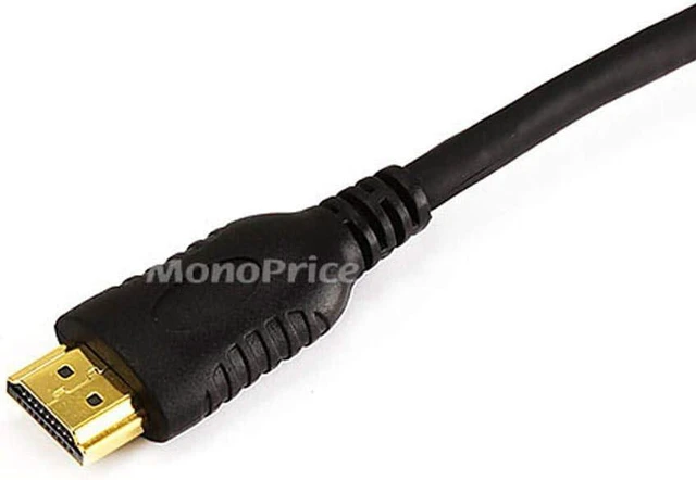 Alt view image 3 of 3 - Monoprice 15ft 30AWG Standard HDMI Cable - HDMI Mini Connector to HDMI Connector - Black