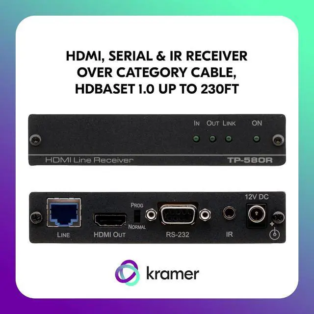 Alt view image 2 of 4 - Kramer Electronics HDMI, Bidirectional RS?232 & IR Over HDBaseT Twisted Pair Receiver TP-580R