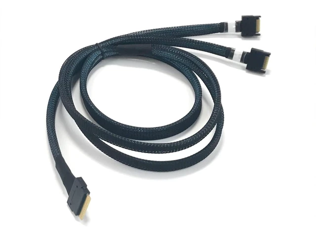 Alt view image 2 of 3 - SlimSAS 8i to 2 X MCIO x4 38P Cable - 1 Meter High-Speed Data Transfer Cable for SlimSAS 8i to Dual MCIO x4 38P Connections | Reliable Connectivity for Server, Storage Systems, and Data Centers