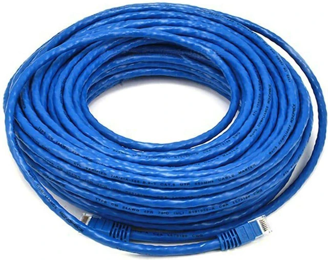 Main image of Monoprice Cat6 Ethernet Patch Cable - Network Internet Cord - RJ45, Stranded, 550Mhz, UTP, Pure Bare Copper Wire, 24AWG, 75ft, Blue