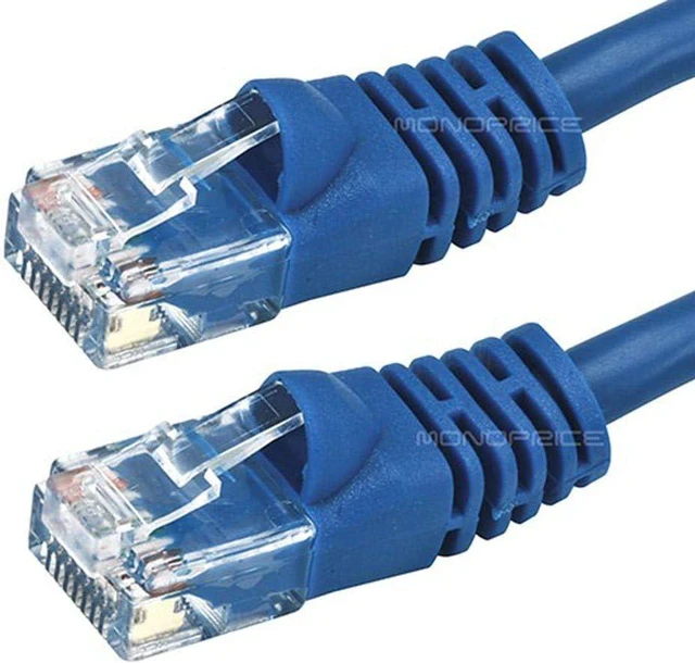 Alt view image 2 of 3 - Monoprice Cat6 Ethernet Patch Cable - Network Internet Cord - RJ45, Stranded, 550Mhz, UTP, Pure Bare Copper Wire, 24AWG, 75ft, Blue