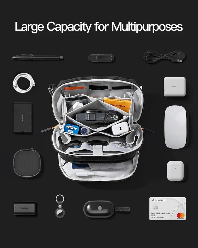 Alt view image 5 of 7 - Inateck Electronics Organizer, Waterproof Accessory Bag, Convenient and Portable Storage Bag, Travel Friendly, AB03010 Black, Casual