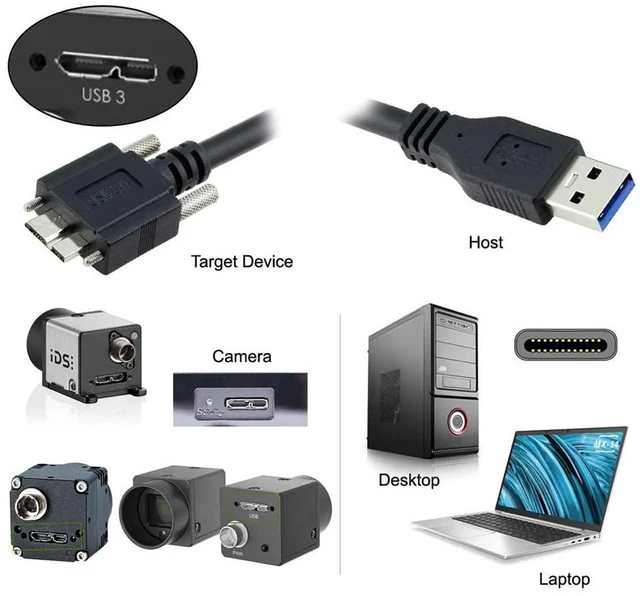 Alt view image 4 of 7 - Xiwai 8m USB 3.0 A Type Repeater Cable Male to Micro USB 3.0 B Male with Mount Panel Screws for Camera