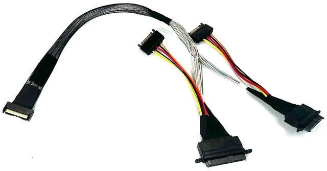Alt view image 2 of 4 - Micro SATA Cables|MCIO 74 P to 2 X SFF-8639 U.2 Cable - 50CM