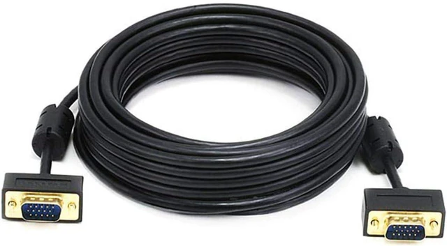 Main image of Monoprice 25ft Ultra Slim SVGA Super VGA 30/32AWG M/M Monitor Cable w/ ferrites (Gold Plated Connector)