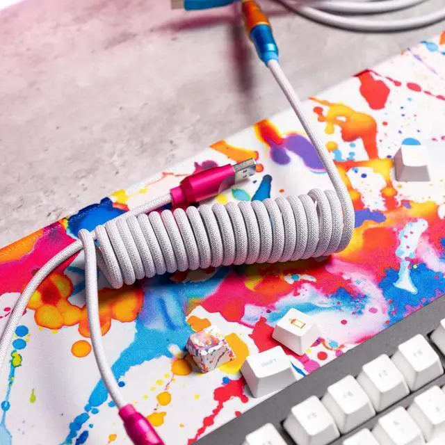 Alt view image 6 of 6 - ONEofZERO Pro Modular USB-C Keyboard Cable - Premium Coiled Cable with Detachable Aluminum USB-C Aviators, PD 60W USB-A to USB-C, Happy Accidents