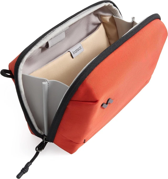 Main image of Inateck Portable Electronics Organiser, Splash-Resistant Travel Accessory Bag for Cables, Power Banks, Hubs, Headphones, Orange, 21×8×13 cm, 2L, Classic