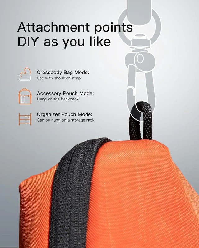 Alt view image 6 of 7 - Inateck Portable Electronics Organiser, Splash-Resistant Travel Accessory Bag for Cables, Power Banks, Hubs, Headphones, Orange, 21×8×13 cm, 2L, Classic