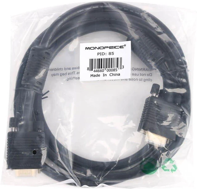 Alt view image 5 of 5 - Monoprice 6ft SVGA Super VGA M/M Monitor Cable with Ferrites (Gold Plated)