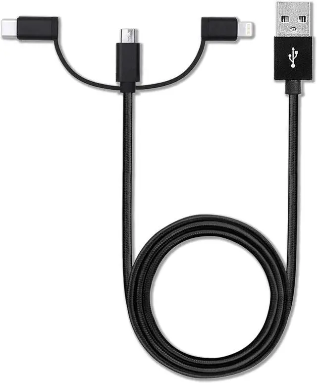 Alt view image 2 of 7 - BoxWave Cable Compatible with Lenovo Tab E8 - AllCharge 3-in-1 Cable - Jet Black