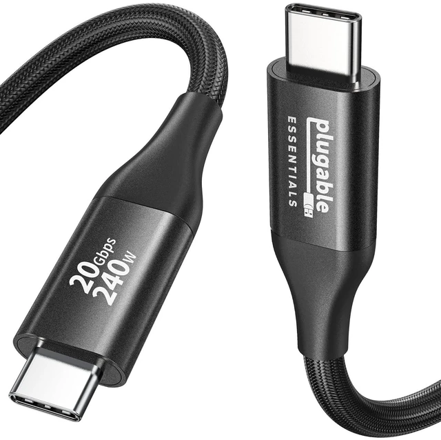 Main image of Plugable USB C Monitor Cable 3.3FT, 4K@144Hz Video Output, 8K USBC 3.2 Gen 2X2 Display Cable, 20Gbps Data Transfer, 240W PD Charging Braided Type C Fit for iPhone 17, MacBook, SSD, Portable Monitor