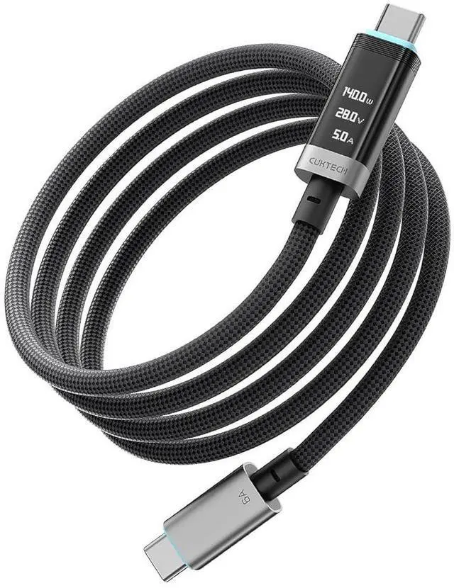 Main image of CUKTECH USB C to USB C Cable, 240W 6A Fast Charging Type C Cord, Durable Braided Cable with Digital Display, for iPhone, MacBook, Samsung