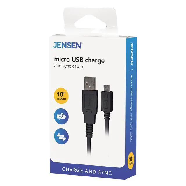 Alt view image 2 of 4 - JENSEN JAH733BV Charge and Sync Micro USB Cable, 6 Ft.