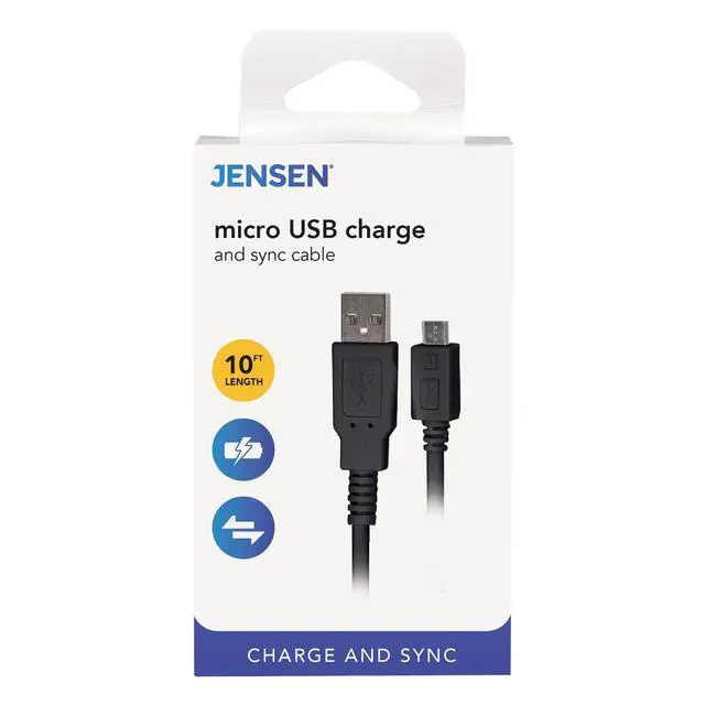 Alt view image 4 of 4 - JENSEN JAH733BV Charge and Sync Micro USB Cable, 6 Ft.