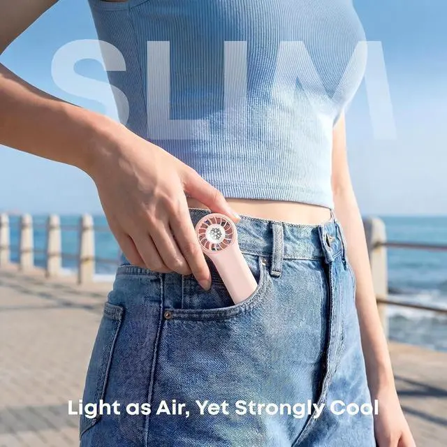 Alt view image 4 of 7 - DREAMME 2 Portable Handheld Fan, Powerful Mini Fan, 4-Speed Personal Small, Cute Small Pocket, Rechargeable Operated Fan for Travel, Summer Gifts for Women, Girls, Pink