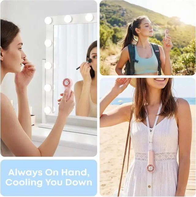 Alt view image 5 of 7 - DREAMME 2 Portable Handheld Fan, Powerful Mini Fan, 4-Speed Personal Small, Cute Small Pocket, Rechargeable Operated Fan for Travel, Summer Gifts for Women, Girls, Pink