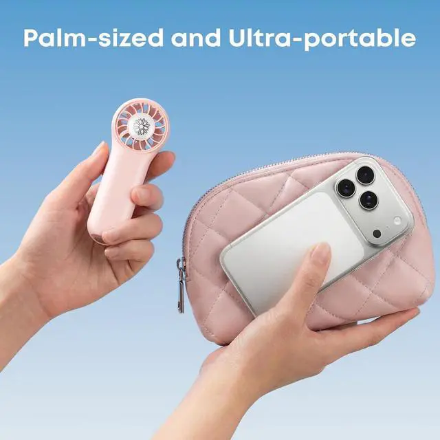Alt view image 6 of 7 - DREAMME 2 Portable Handheld Fan, Powerful Mini Fan, 4-Speed Personal Small, Cute Small Pocket, Rechargeable Operated Fan for Travel, Summer Gifts for Women, Girls, Pink
