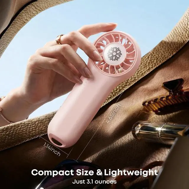 Alt view image 7 of 7 - DREAMME 2 Portable Handheld Fan, Powerful Mini Fan, 4-Speed Personal Small, Cute Small Pocket, Rechargeable Operated Fan for Travel, Summer Gifts for Women, Girls, Pink