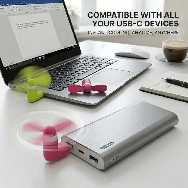 Alt view image 4 of 7 - 6Pack Type C Tiny Portable Phone Fan, Compatible with Apple iPhone 16/16p/16promax 15/15 Pro /15 Pro Max, Compatible with Samsung Galaxy S24 / S23 / 23 Ultra/ 24 Ultra/25 Ultra