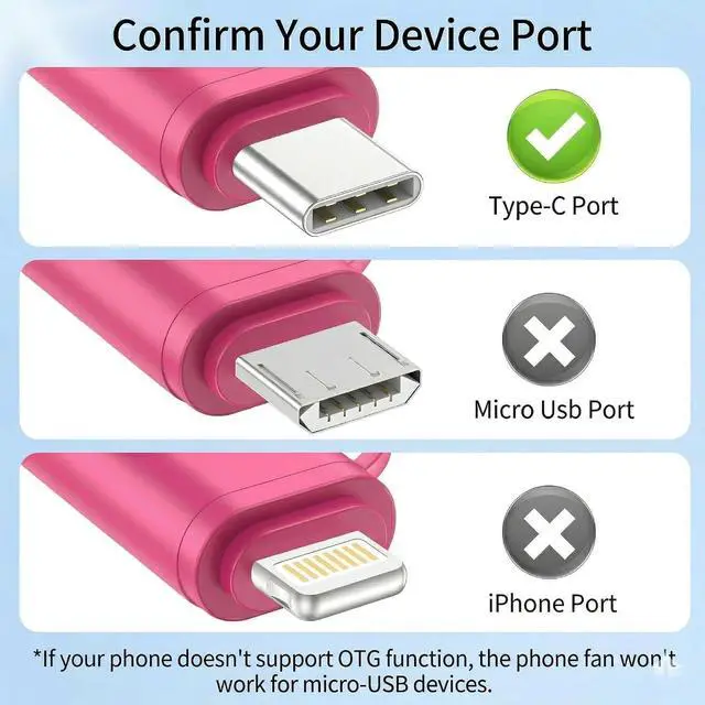 Alt view image 5 of 7 - 6Pack Type C Tiny Portable Phone Fan, Compatible with Apple iPhone 16/16p/16promax 15/15 Pro /15 Pro Max, Compatible with Samsung Galaxy S24 / S23 / 23 Ultra/ 24 Ultra/25 Ultra