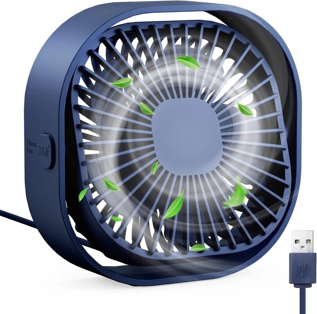 Main image of RJVW 4 Inch Small USB Desk Fan, 3-Speed Portable & 360°Rotatable Mini Cooling Fan, USB-Powered Desktop Fan for Home Office Bedroom Dorm Indoor Outdoor Summer Gift