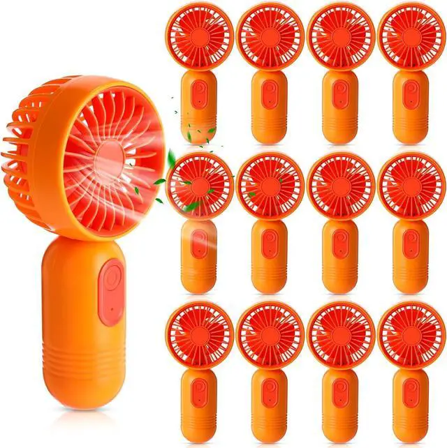 Main image of Rossesay 12 Pack 12 Pack Mini Portable Handheld Fan Bulk for Travel 3 Speeds, Rechargeable USB Battery Operated, Small Personal Eyelash Fans for Women Men Indoor Outdoor (Orange)
