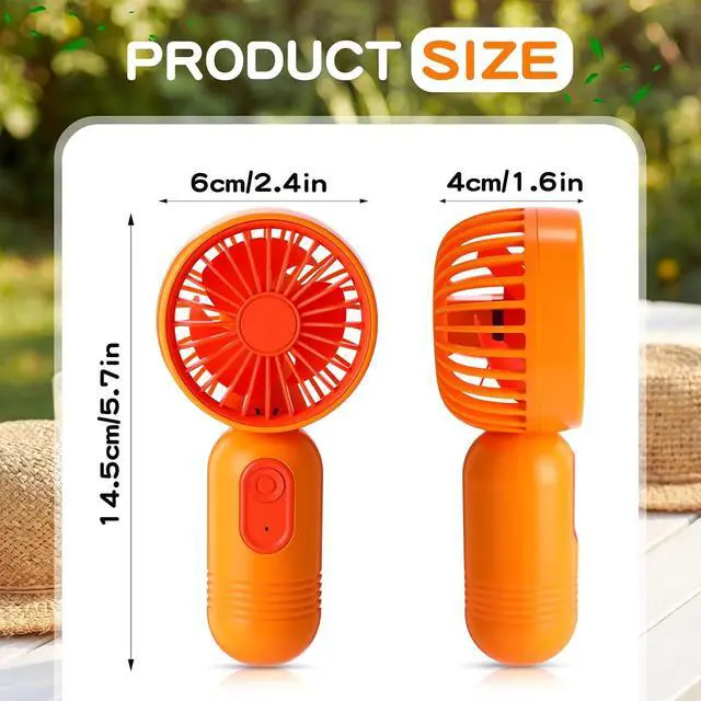 Alt view image 2 of 6 - Rossesay 12 Pack 12 Pack Mini Portable Handheld Fan Bulk for Travel 3 Speeds, Rechargeable USB Battery Operated, Small Personal Eyelash Fans for Women Men Indoor Outdoor (Orange)