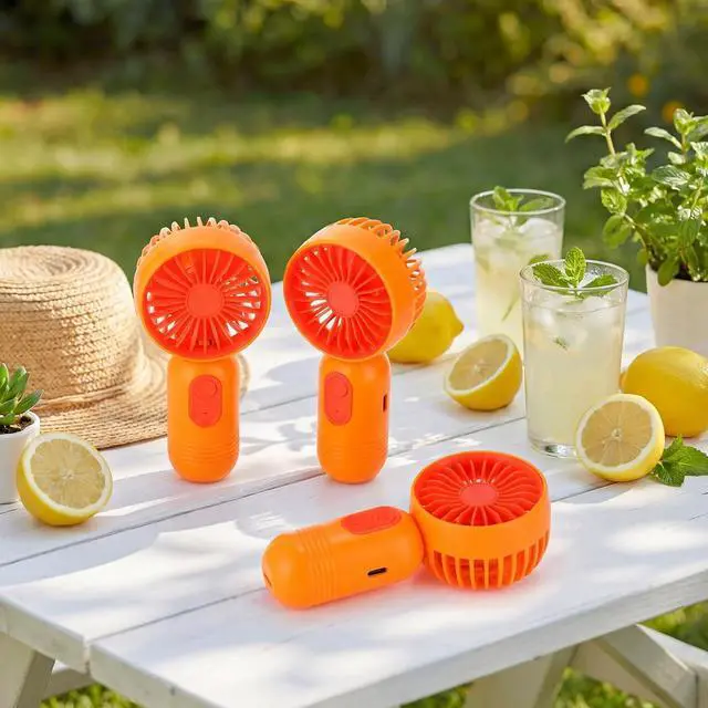 Alt view image 4 of 6 - Rossesay 12 Pack 12 Pack Mini Portable Handheld Fan Bulk for Travel 3 Speeds, Rechargeable USB Battery Operated, Small Personal Eyelash Fans for Women Men Indoor Outdoor (Orange)
