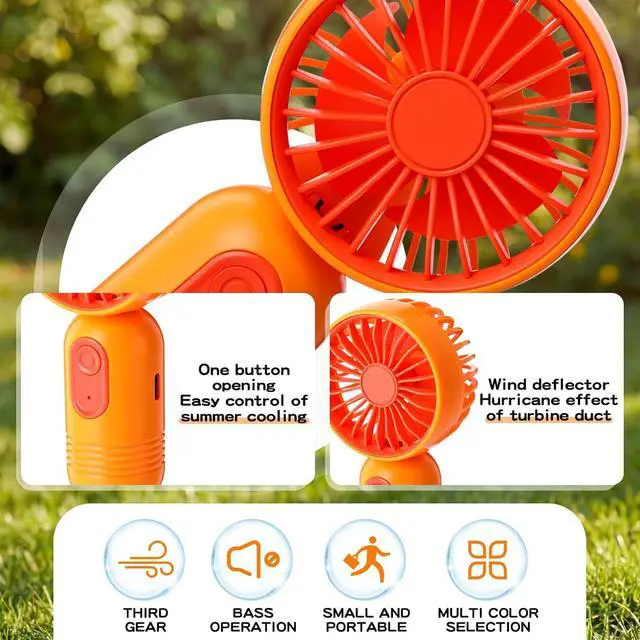 Alt view image 6 of 6 - Rossesay 12 Pack 12 Pack Mini Portable Handheld Fan Bulk for Travel 3 Speeds, Rechargeable USB Battery Operated, Small Personal Eyelash Fans for Women Men Indoor Outdoor (Orange)