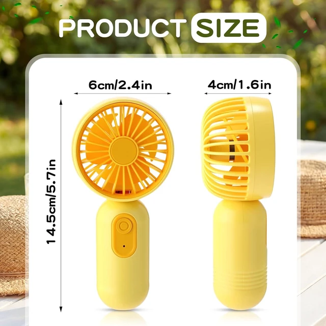 Alt view image 2 of 6 - Rossesay 12 Pack 12 Pack Mini Portable Handheld Fan Bulk for Travel 3 Speeds, Rechargeable USB Battery Operated, Small Personal Eyelash Fans for Women Men Indoor Outdoor (Yellow)