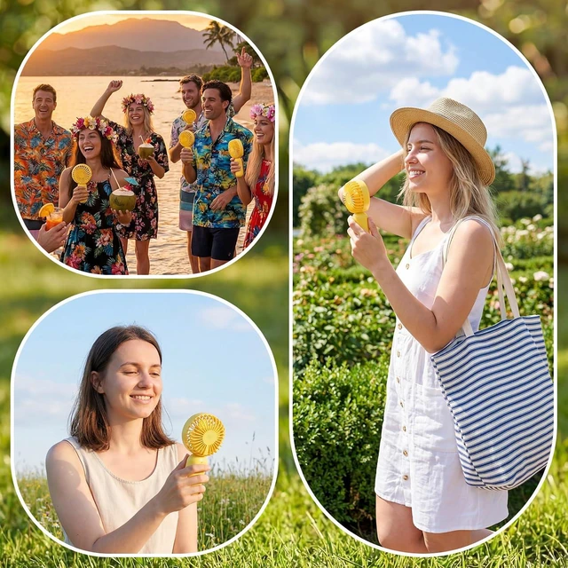 Alt view image 6 of 6 - Rossesay 12 Pack 12 Pack Mini Portable Handheld Fan Bulk for Travel 3 Speeds, Rechargeable USB Battery Operated, Small Personal Eyelash Fans for Women Men Indoor Outdoor (Yellow)