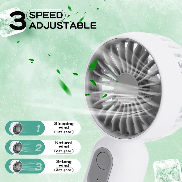 Alt view image 3 of 6 - Rossesay 12 Pack 12 Pack Mini Portable Handheld Fan Bulk for Travel 3 Speeds, Rechargeable USB Battery Operated, Small Personal Eyelash Fans for Women Men Indoor Outdoor (Multicolor-1)