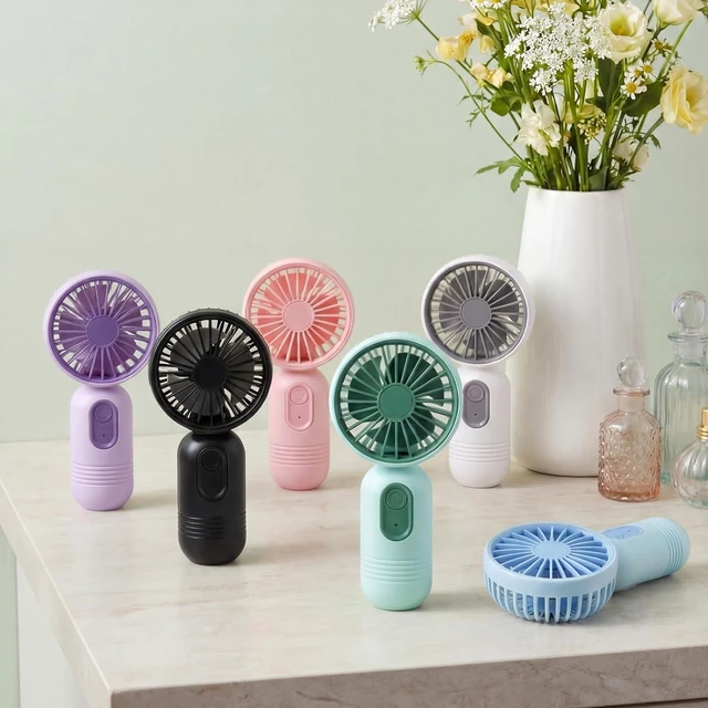 Alt view image 5 of 6 - Rossesay 12 Pack 12 Pack Mini Portable Handheld Fan Bulk for Travel 3 Speeds, Rechargeable USB Battery Operated, Small Personal Eyelash Fans for Women Men Indoor Outdoor (Multicolor-1)