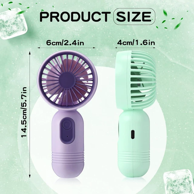 Alt view image 2 of 6 - Rossesay 12 Pack 12 Pack Mini Portable Handheld Fan Bulk for Travel 3 Speeds, Rechargeable USB Battery Operated, Small Personal Eyelash Fans for Women Men Indoor Outdoor (Multicolor-1)