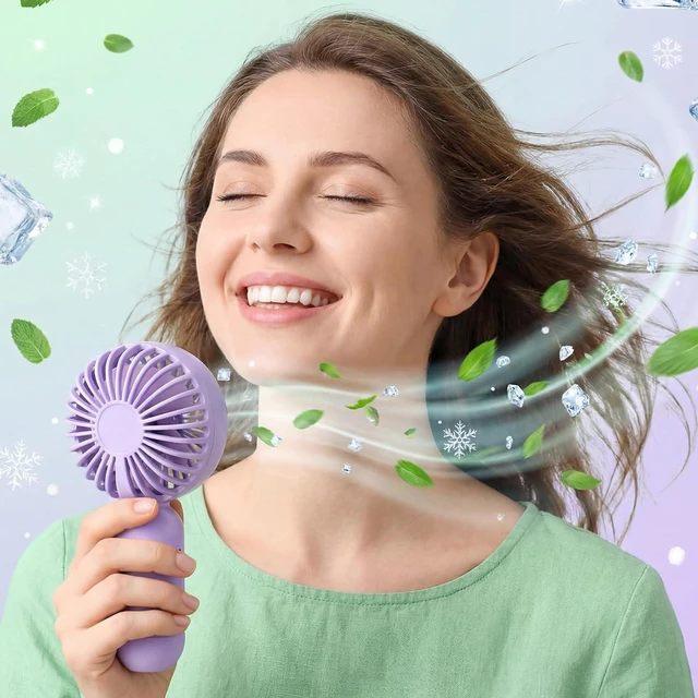 Alt view image 4 of 6 - Rossesay 12 Pack 12 Pack Mini Portable Handheld Fan Bulk for Travel 3 Speeds, Rechargeable USB Battery Operated, Small Personal Eyelash Fans for Women Men Indoor Outdoor (Multicolor-1)