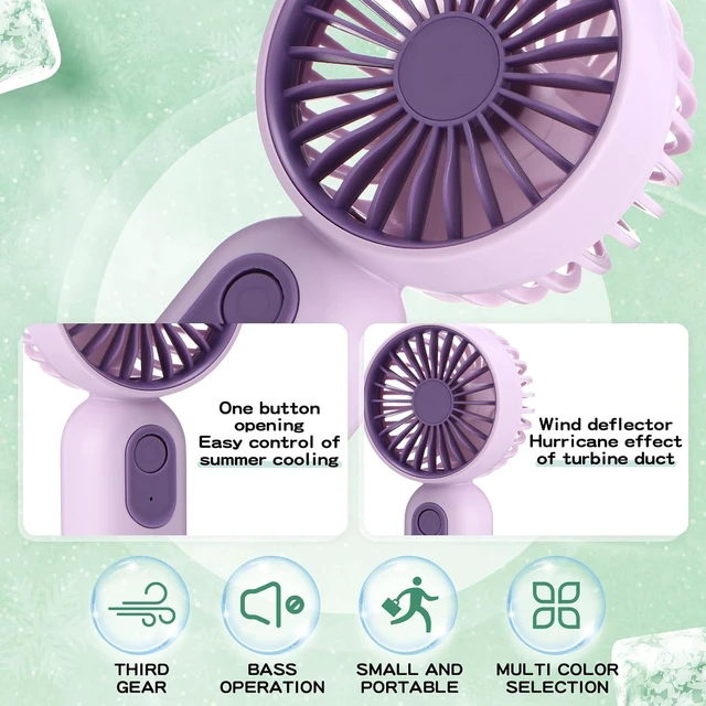 Alt view image 6 of 6 - Rossesay 12 Pack 12 Pack Mini Portable Handheld Fan Bulk for Travel 3 Speeds, Rechargeable USB Battery Operated, Small Personal Eyelash Fans for Women Men Indoor Outdoor (Multicolor-1)