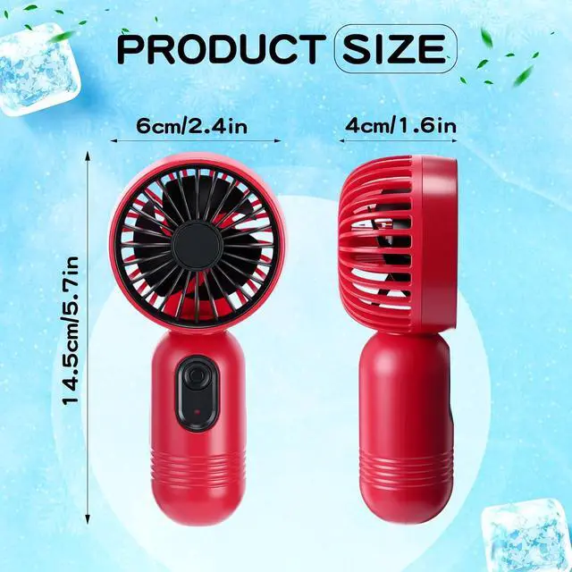 Alt view image 2 of 5 - Rossesay 6 Pcs Mini Portable Fan Bulk Cute Handheld Lightweight Small Little Personal Hand Eyelash Fan 3 Speeds USB Rechargeable for Women Men Indoor Outdoor Makeup Travel (Red)
