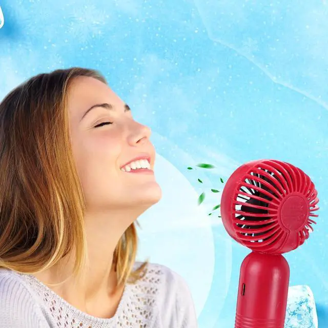 Alt view image 5 of 5 - Rossesay 6 Pcs Mini Portable Fan Bulk Cute Handheld Lightweight Small Little Personal Hand Eyelash Fan 3 Speeds USB Rechargeable for Women Men Indoor Outdoor Makeup Travel (Red)