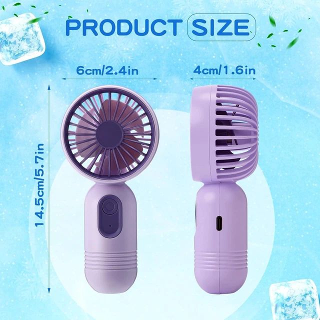 Alt view image 2 of 6 - Rossesay 24 Pack 12 Pack Mini Portable Handheld Fan Bulk for Travel 3 Speeds, Rechargeable USB Battery Operated, Small Personal Eyelash Fans for Women Men Indoor Outdoor (Purple)