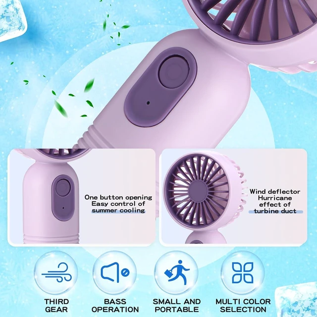 Alt view image 4 of 6 - Rossesay 24 Pack 12 Pack Mini Portable Handheld Fan Bulk for Travel 3 Speeds, Rechargeable USB Battery Operated, Small Personal Eyelash Fans for Women Men Indoor Outdoor (Purple)