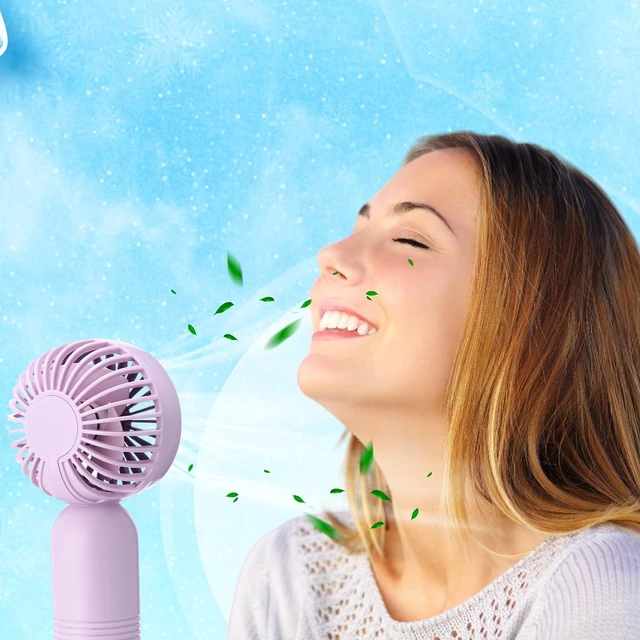 Alt view image 5 of 6 - Rossesay 24 Pack 12 Pack Mini Portable Handheld Fan Bulk for Travel 3 Speeds, Rechargeable USB Battery Operated, Small Personal Eyelash Fans for Women Men Indoor Outdoor (Purple)