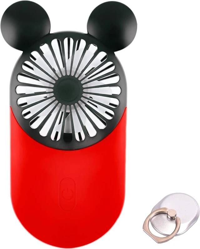 Main image of Cute Personal Mini Fan, Handheld & Portable USB Rechargeable Fan with Beautiful LED Light, 3 Adjustable Speeds, Portable Holder, Perfect for Indoor Or Outdoor Activities, Cute Mouse